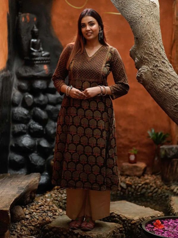 Chhavi Ajrakh Patchwork A-LINE Women Kurta