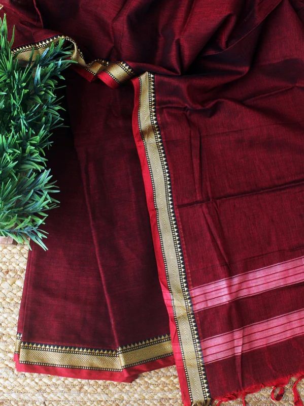 Maroon Dharwad Cotton Dress Material