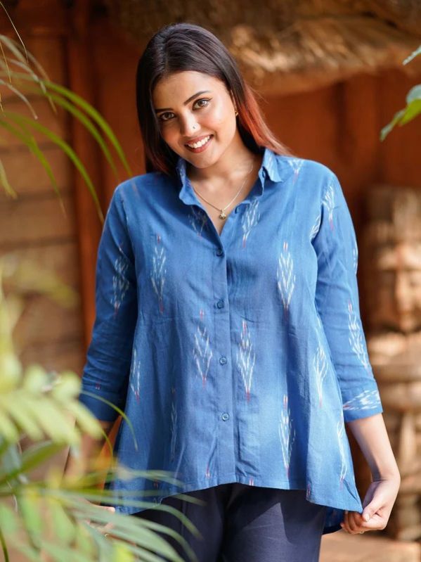 Nabha Ikkat Cotton ANTI-FIT Women Shirt Top