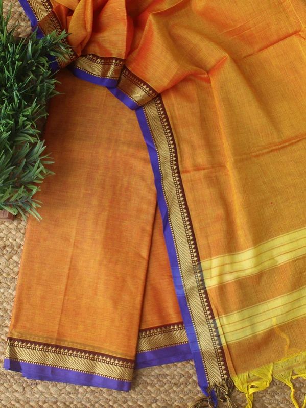 Orange Dharwad Cotton Dress Material