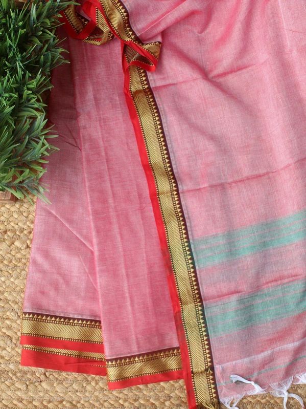 Red AND White Dharwad Cotton Dress Material