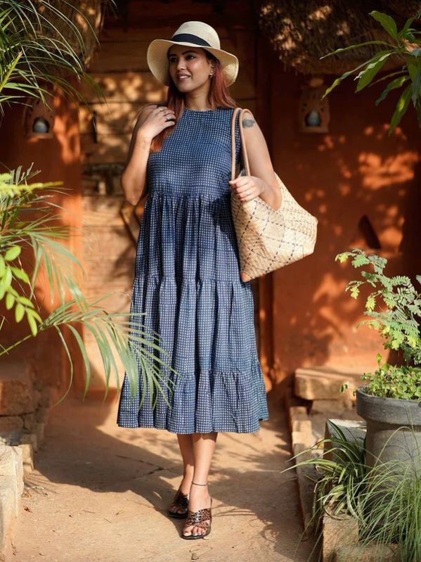 Sally Akola Hand Block Printed Tiered Women Dress