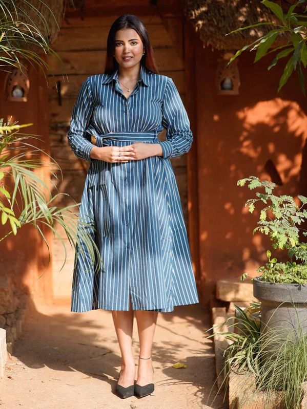 Shourya Bagru Hand Block Printed Women Shirt Dress