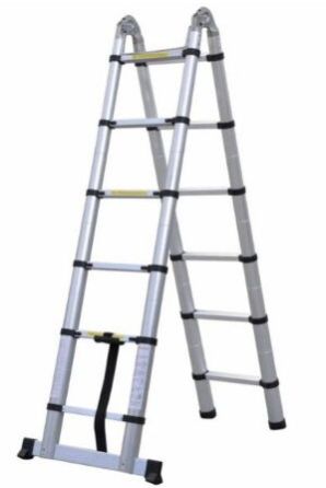 Aluminium Joint Telescopic Ladder 6 Steps, Color : Silver