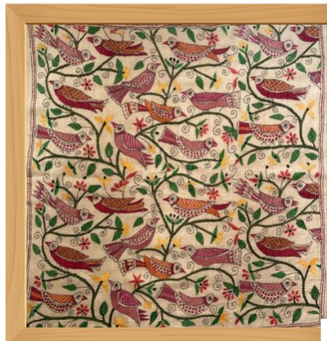 Paakhi- Kantha Embroidered Wall Hanging 20″X20″