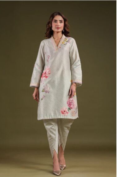 Noor Sage Green Striped Kurti Set