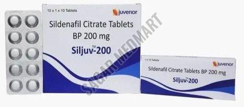 Siljuv 200 Sildenafil Citrate BP Tablet, Packaging Type : Box