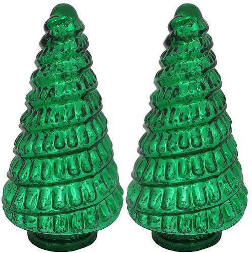 Conical Glass Green Christmas Trees for Decoration