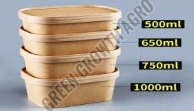 500ml Rectangular Craft Paper Food Container, Color : Brown