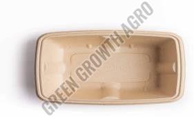 650ml Sugarcane Bagasse Rectangular Food Container, Color : Brown