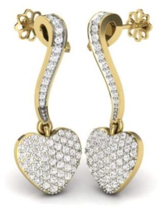18Kt Gold Lab Grown Heart Shaped Diamond Earrings