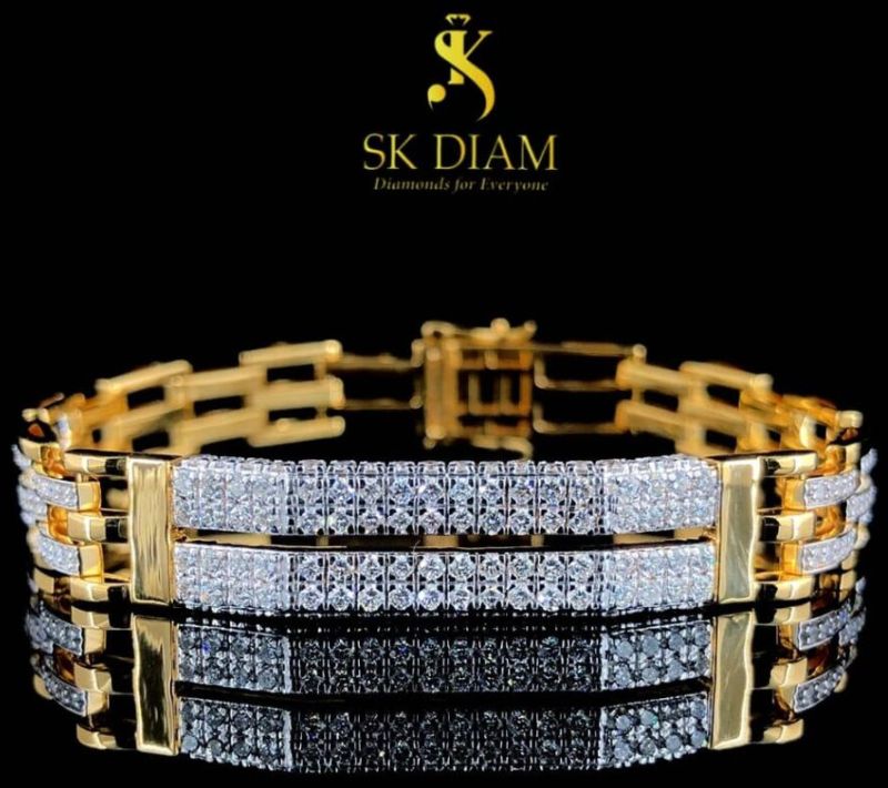 Mens 18kt Gold Lab Grown Diamond Bracelet