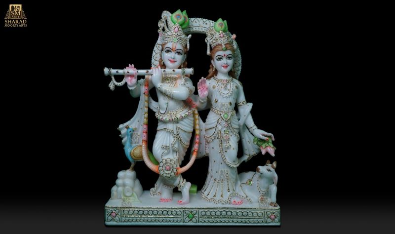 Lord Radha Krishna Makrana Marble Statue
