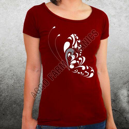 Cotton Ladies Fancy T-Shirt, Color : Maroon Daily