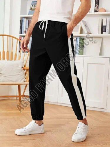 Solid Cotton Mens Tapered Fit Track Pants, Color : Varies Athletic