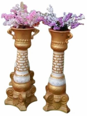 Decorative FRP Flower Pots, Color : Golden & White 45 X 20 Inch
