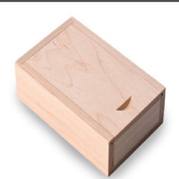 Rectangular Beige Wooden Slide Box