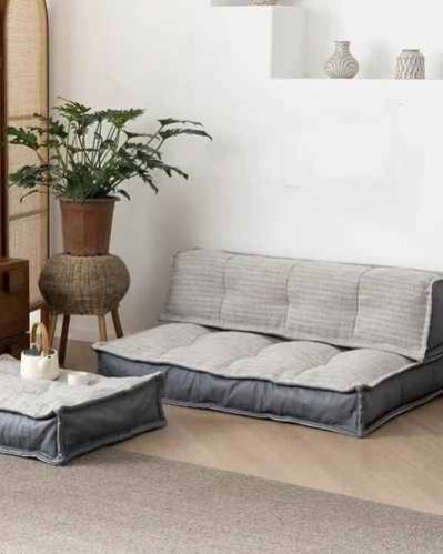 Grey Cotton Floor Couch Cushion