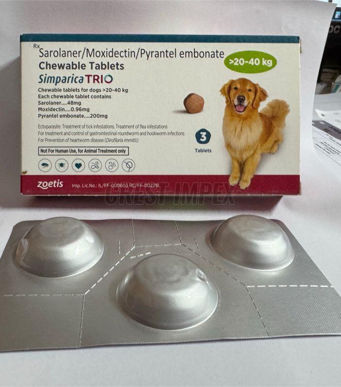 20 40 Kg Simparica Trio Sarolaner Moxidectin Pyrantel Tablet