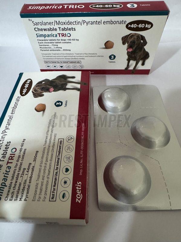 40 60 Kg Simparica Trio Sarolaner Moxidectin Pyrantel Tablet