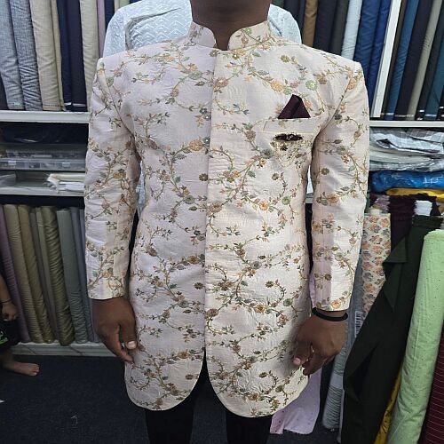 Silk Indian Traditional Embroidered Sherwani with Turban