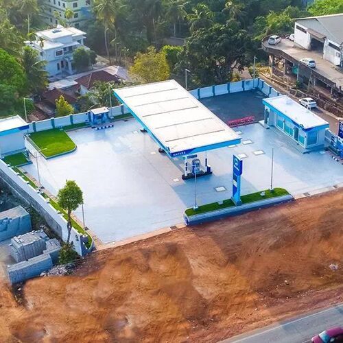 Plain Mild Steel Nayara Petrol Pump Canopy, Shape : Rectangular