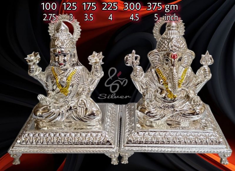 Silver Ganesh Laxmi Idol