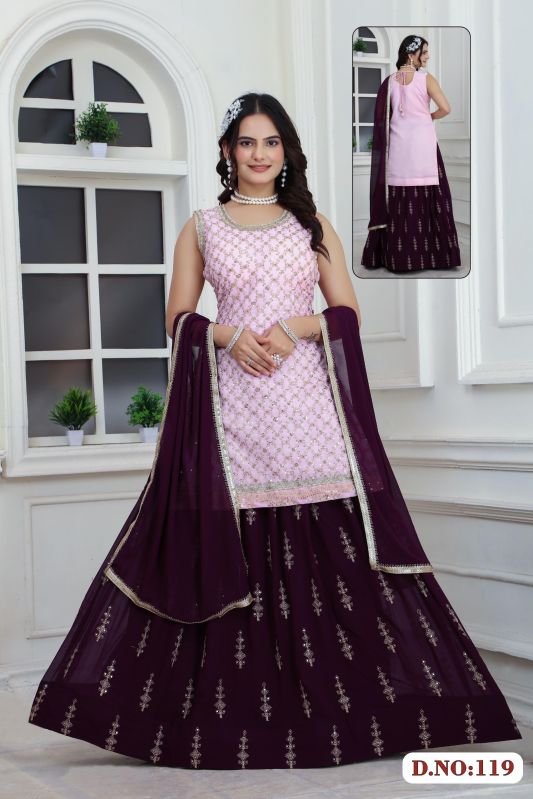 Khushi Georgette Embroidery Top Dupatta Lehenga Set