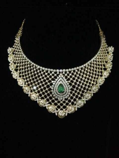 22K Latest Gold  Diamond Guluband Necklace