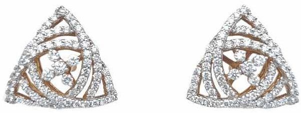 Geometric Gold Diamond Stud Earrings