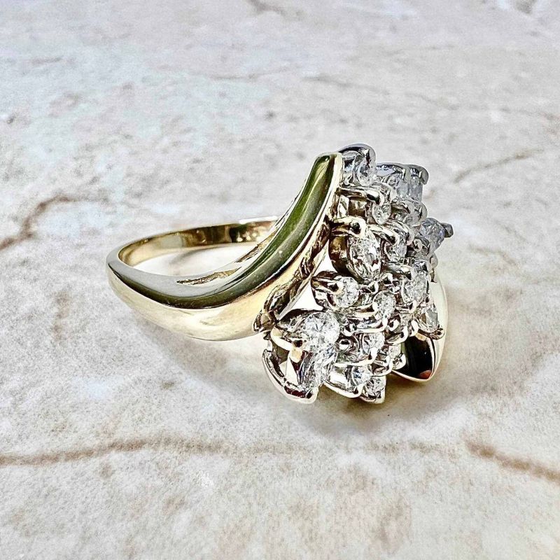 Gold Diamond Cluster Ring
