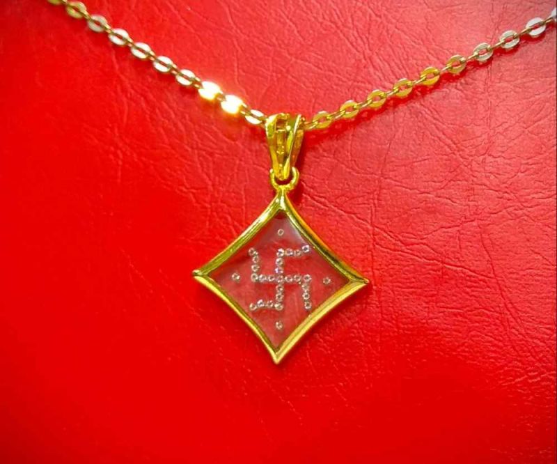 Gold Diamond Swastik Pendant