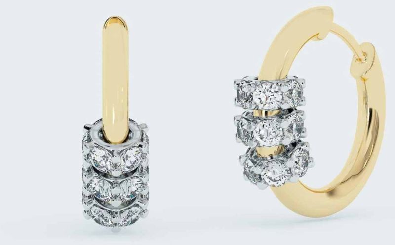 Huggie Hoop Gold Diamond Earring