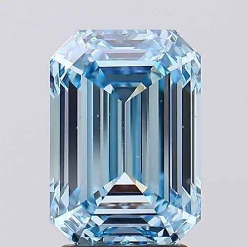 Intense Blue Emerald Cut Diamond