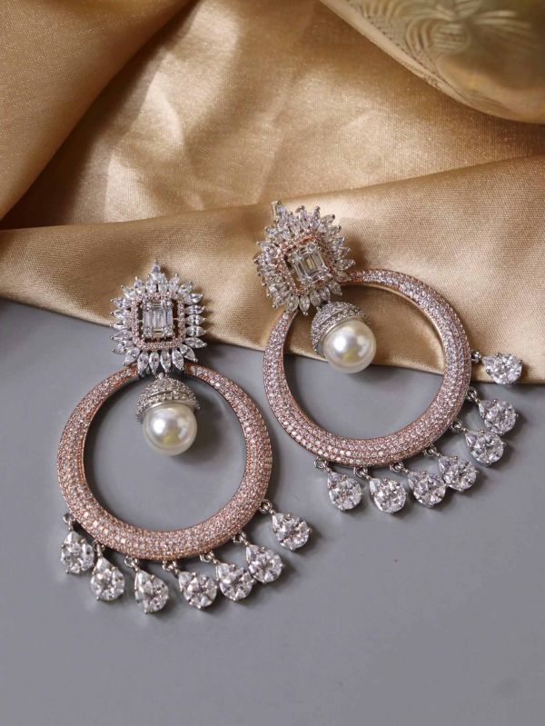 Pearl Drop Chandbali Gold Earrings