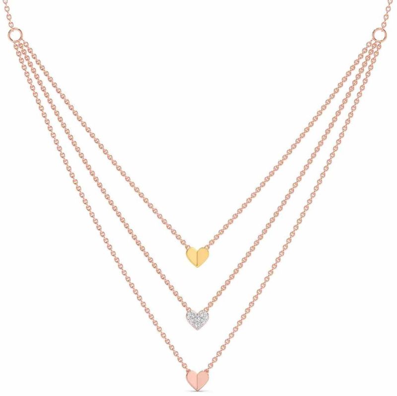 Triple Hearts Layered Diamond Necklace