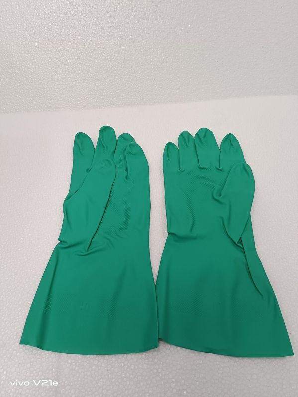 Green Nitrile Chemical Resistant Hand Gloves