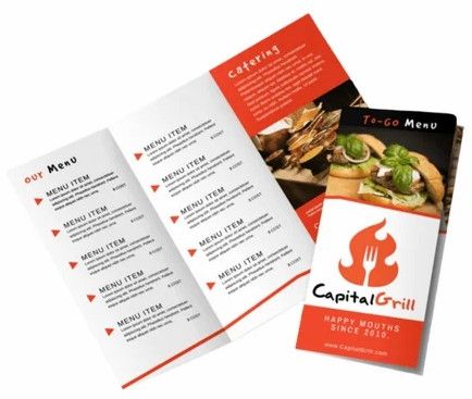 Foldable Trifold Menu Pamphlet