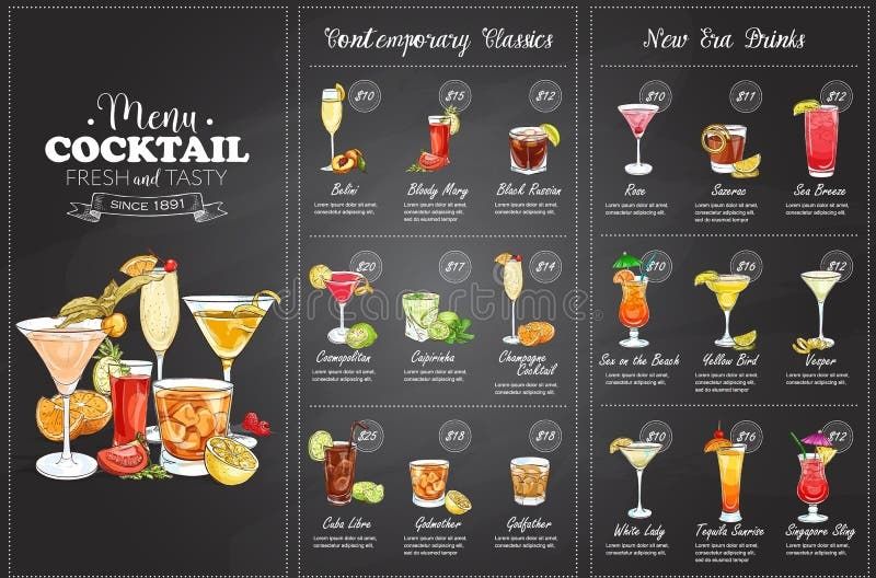 Glossy Cocktail Menu Card
