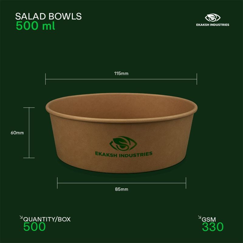 500ml Disposable Paper Salad Bowl With Lid