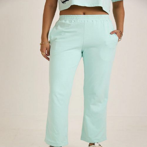 Plain Cotton Ladies Blue Lowers Casual Wear