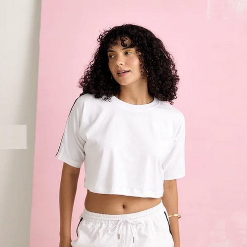 Plain Cotton Ladies White Crop Top Casual Wear