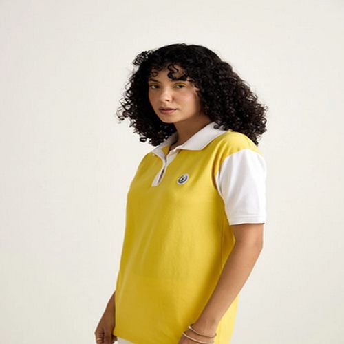 Cotton Ladies Yellow Polo T-Shirts, Sleeve Style : Half Sleeve