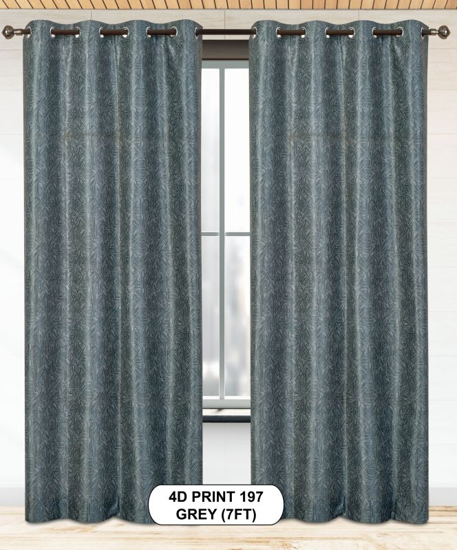 4d Print 197 Grey Window Curtains