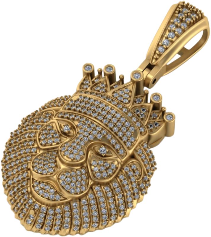 14KT Gold Hanuman Face Pendant with 4.50 CT Lab-Grown Diamonds