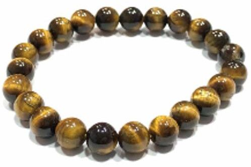 Polished Natural Gemstone Tiger Eye Round Beads Bracelet 8 Mm