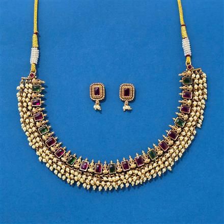 Metal Colorful Stone Necklace Set