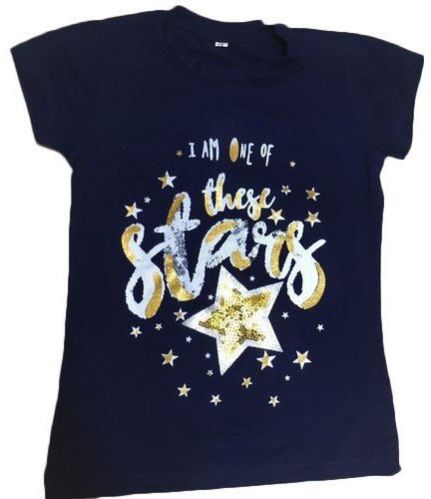 Girls Hosiery Blue Printed T Shirt 2XS, Xs, M