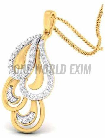 18 Carat Party Wear Diamond Gold Pendant