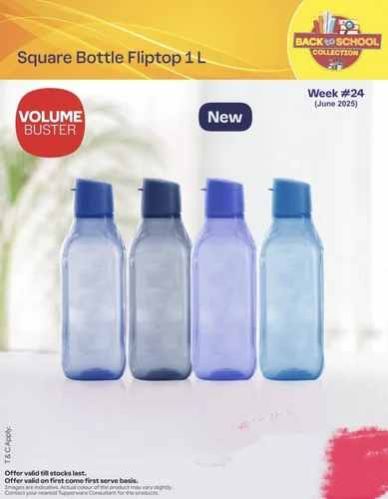 1 L Fliptop Square Water Bottles